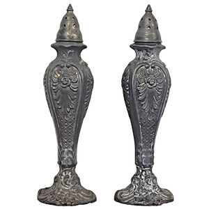 Vintage George IV Silver Plate Salt & Pepper Shakers Ornate Victorian Antique